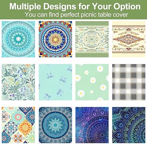 Miniatura 226 de Play Tailor - Mantel para mesa de pícnic con cubiertas para bancas, impermeable y a prueba de viento con bolsa de cordón, ajustable a mesas y bancas
