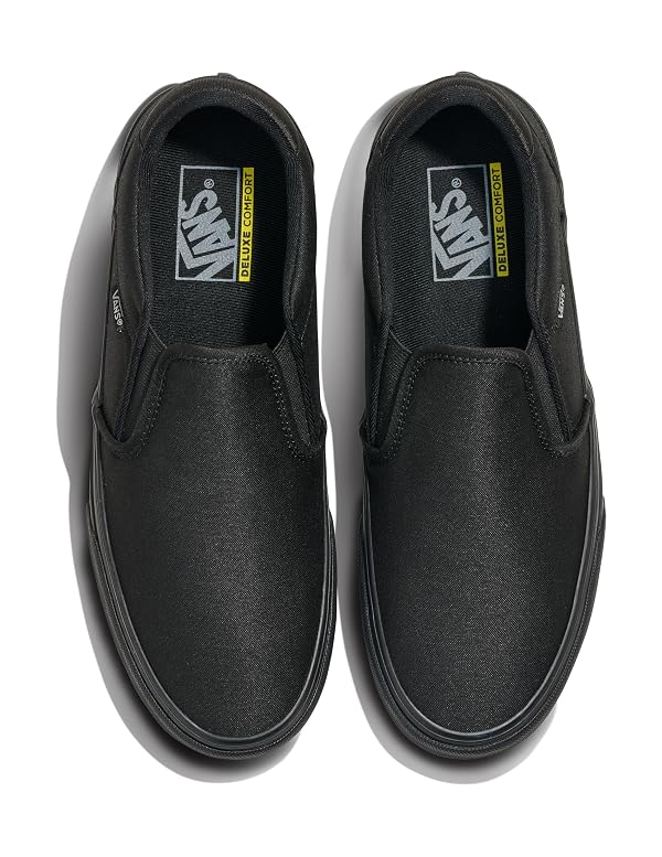 Vans Mens Asher Deluxe Slip-on Shoe | Comfortable Sneakers for Fashion, Walking & Everyday Wear, Textile Black/Black, 11 by Vans - Used condition - Image 5