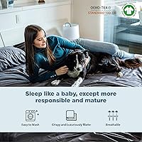 Vista 4 de Fabdreams - Juego de sábanas de algodón 100% orgánico, tejido de percal, 4 piezas, 300 hilos, certificado GOTS, transpirable, fresco, acabado