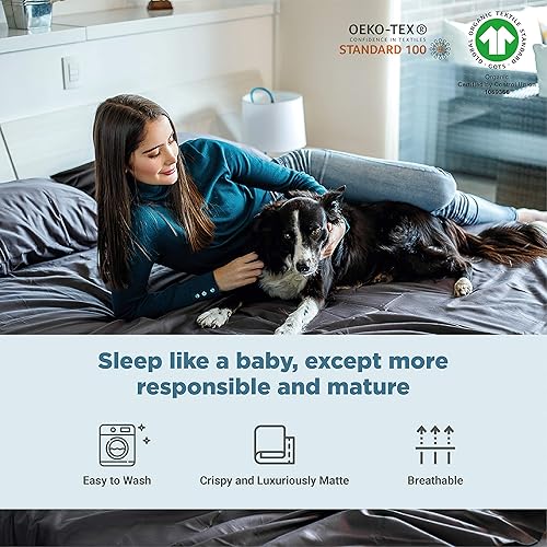 Miniatura 4 de Fabdreams - Juego de sábanas, 100 % algodón orgánico, tejido de satén, 4 piezas, 400 hilos, certificado GOTS, suave y sedoso, brillante, acabado de