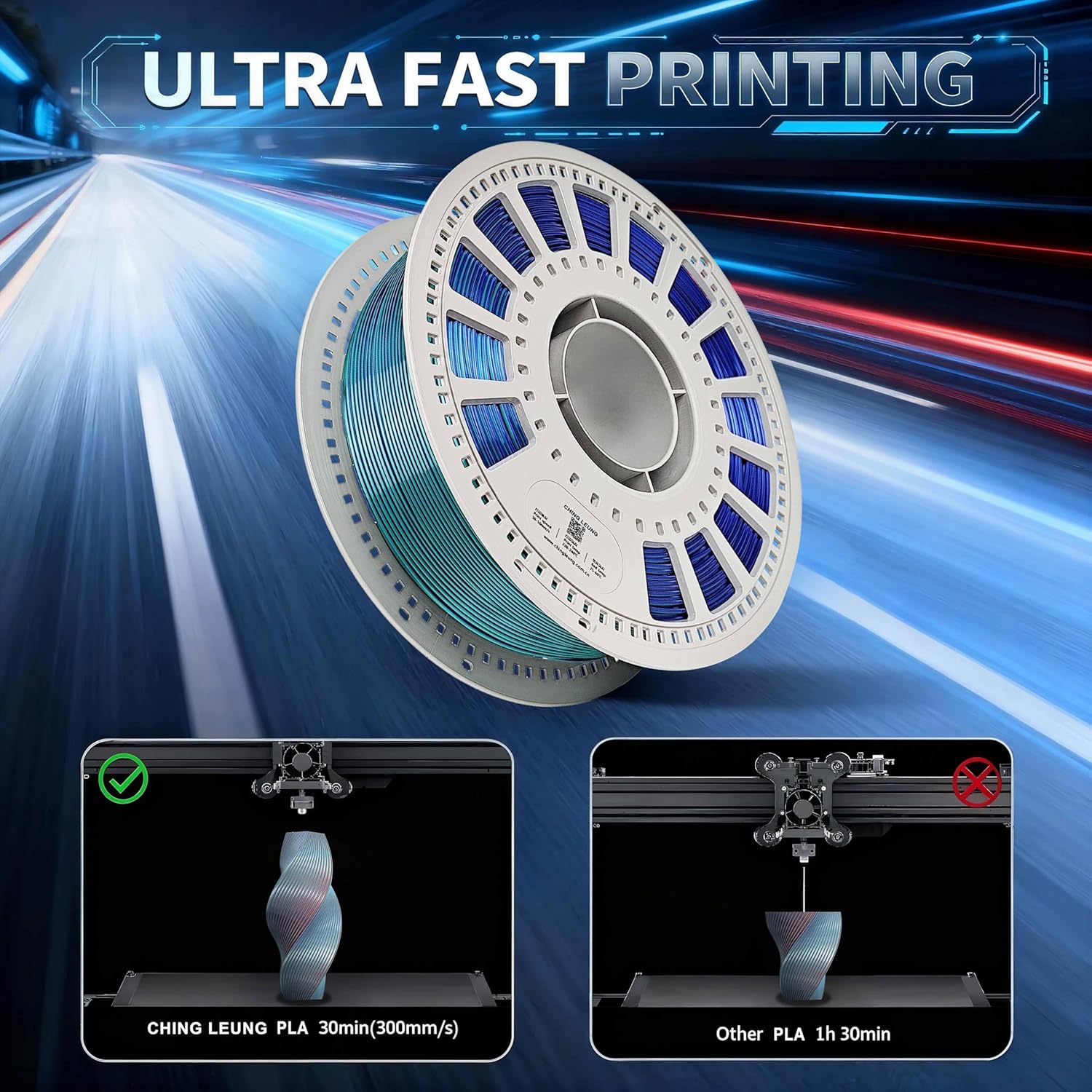 Ching Leung Silk Triple Color Pla Filament, Pla 3D Printer Filament, Silk Pla Filament 1.75mm, Dimensional Accuracy +/- 0.03 Mm, Pla Filament, 1 Kg Spool(2.2lbs) thumbnail