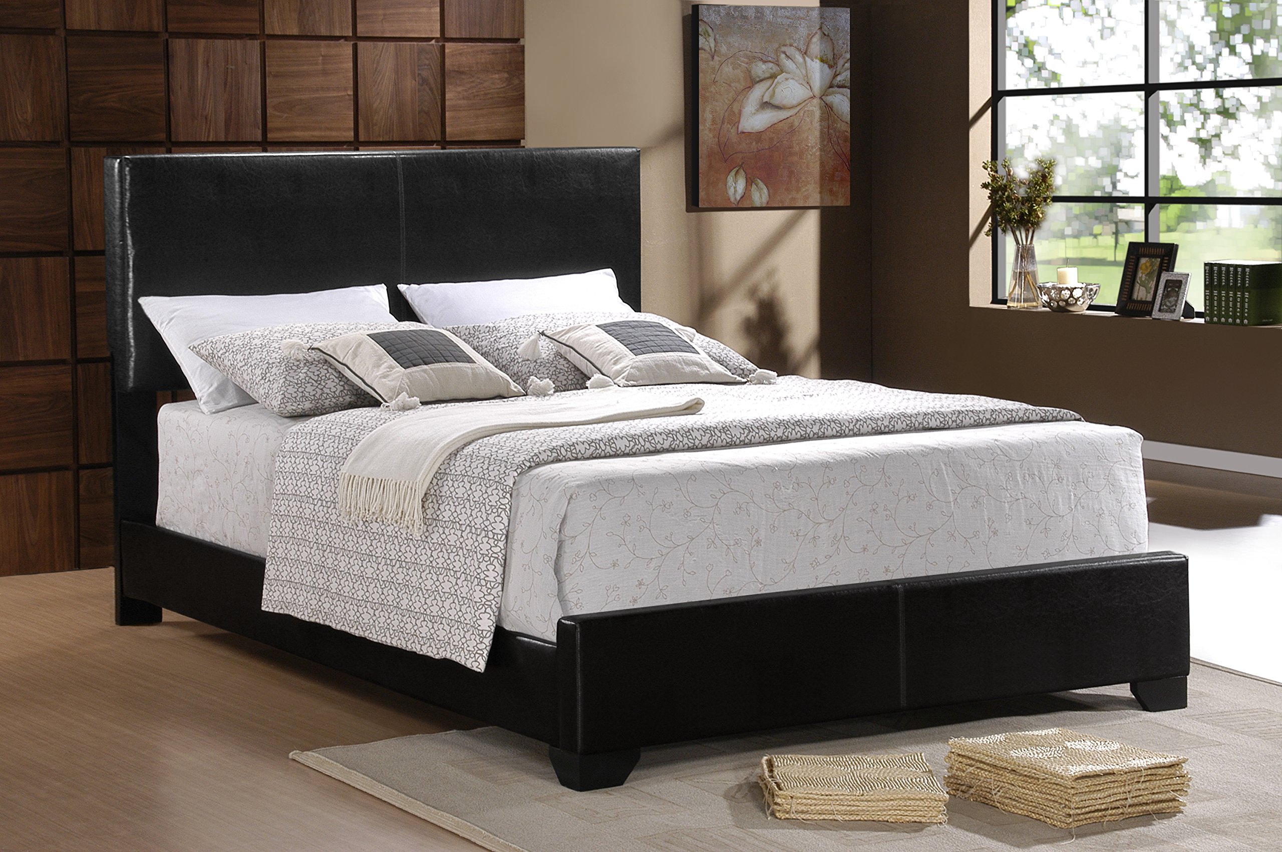 Furniture World Preston Contemporary Upholstered Bed, King, Black