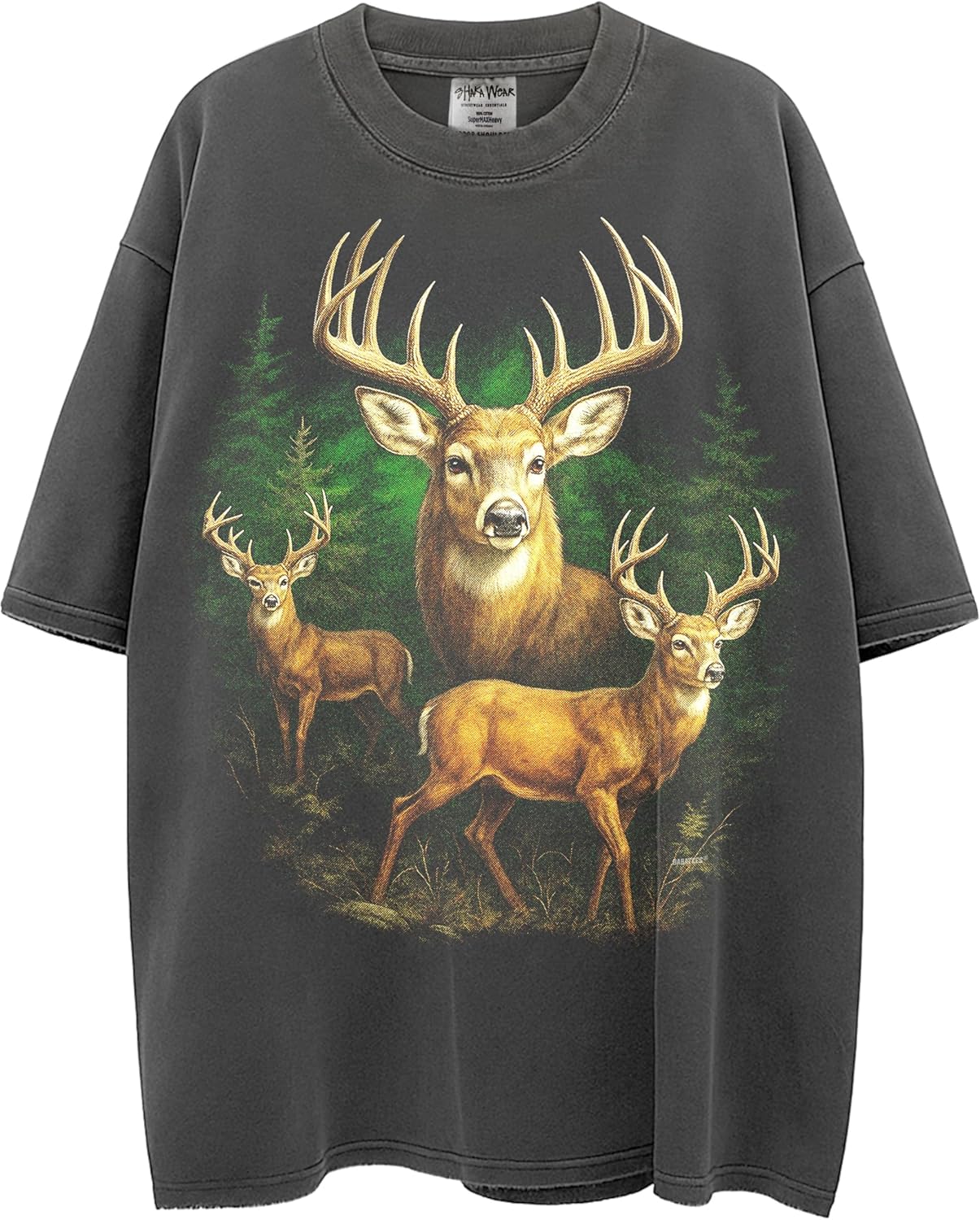 Washed Shaka Wear Drop Shoulder 7.5 oz Heavyweight Graphic Tshirt Vintage Thick Boxy & Oversized Baggy Fit - Image 2