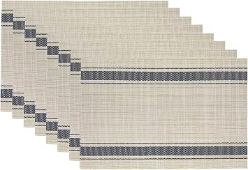 Set of 8 Placemats, Washable PVC Vinyl Table Mats, Non-Slip Heat Resistant Kitchen Table Mats for Kitchen Dining Table Supplies Blue