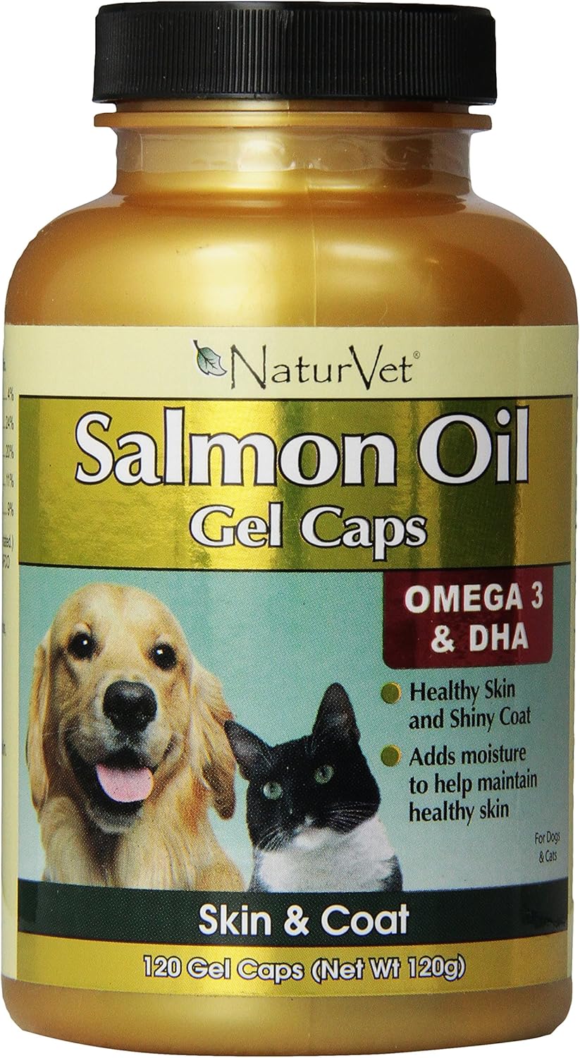 NaturVet SALMON OIL Omega 3 & 6 Essential Fatty Acids Dogs Cats 120