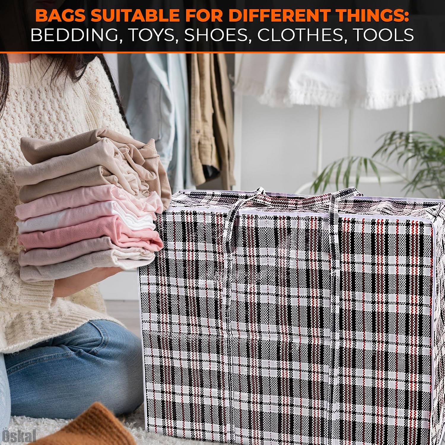 4Pcs Extra Large Laundry Bag for Storage Box with Zipper Laundry Bags - Storage Bags with Handles with Durable Zipper, Moving Storage Bags, Travel Laundry Bag with Handles for Cloths, Bedding ksi