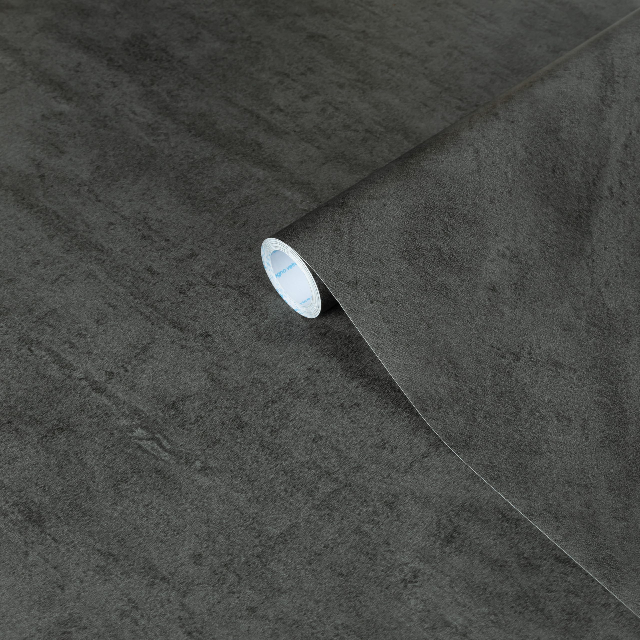 Grey Vinyl Wrap 40x300cm - Dark Grey Self Adhesive Wallpaper Kitchen Furniture - Sticky Back Plastic Roll for Worktop Vinyl Covering - Concrete Effect Contact Paper for Cupboard Table Removable