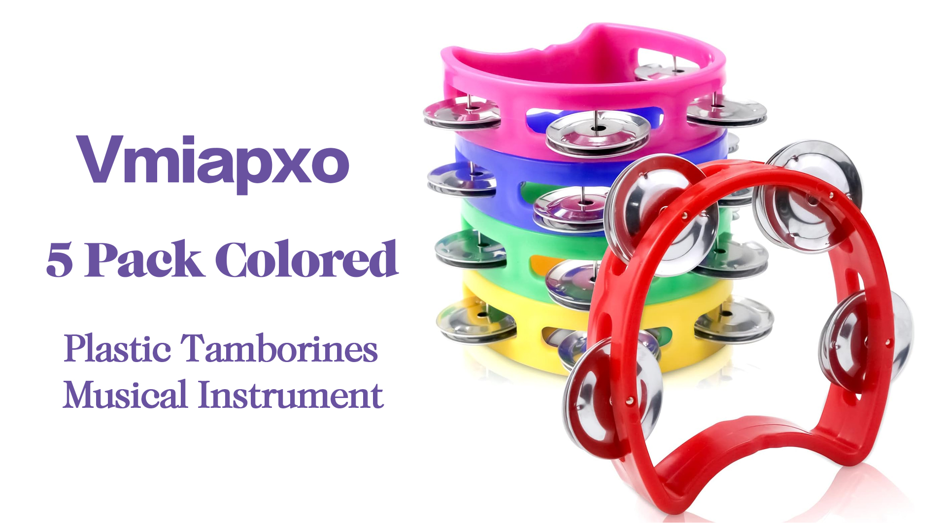 Amazon.com: Vmiapxo 5-Pack Colored Tambourines for Kids | Plastic