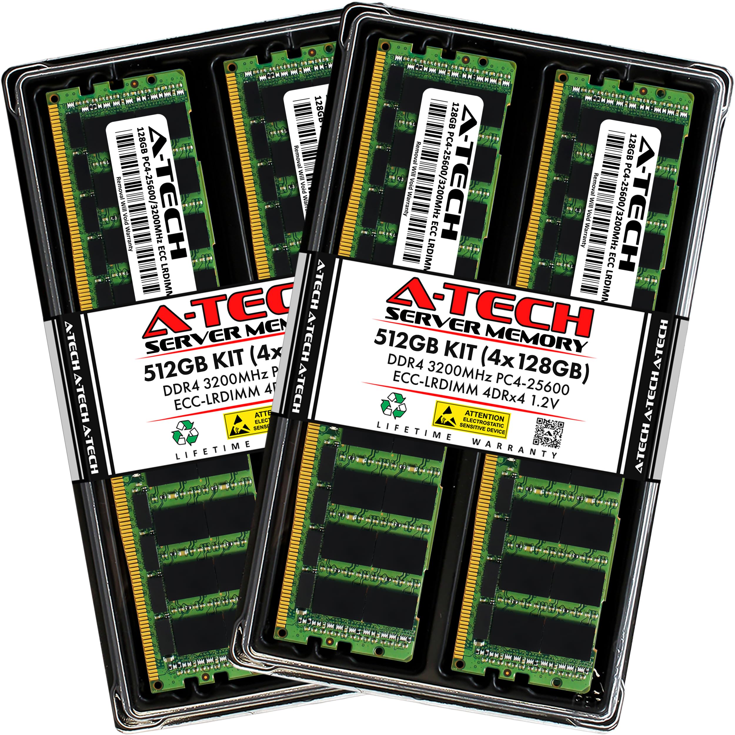 A-Tech 512GB Kit (4x128GB) DDR4 3200MHz PC4-25600 ECC LRDIMM 4Rx4