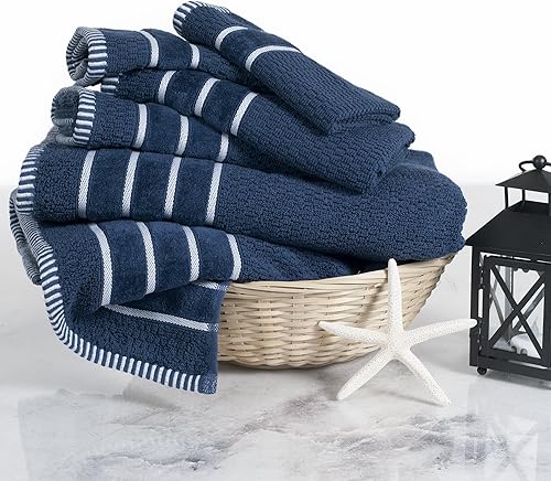 Juego de toallas de algodón de lujo, tejido de arroz, 100% algodón egipcio, juego de 6 piezas con 2 toallas de baño, 2 toallas de mano y 2 toallas