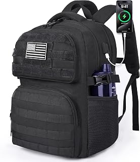 MOZETO 17 Inch Laptop Backpack, Large Tactical Inspired Travel Bag | USB Charger Port Computer Bag 18x14x8 Flight Approved Personal ltem Carry on Travel Backpack