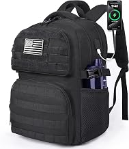 MOZETO 17 Inch Laptop Backpack, Large Tactical Inspired Travel Bag | USB Charger Port Computer Bag 18x14x8 Flight Approved Personal ltem Carry on Travel Backpack