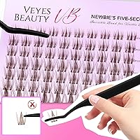 Vista 6 de VEYESBEAUTY Extensiones de pestañas de manga marrón, banda delgada e invisible, pestañas postizas individuales para principiantes, serie de cinco