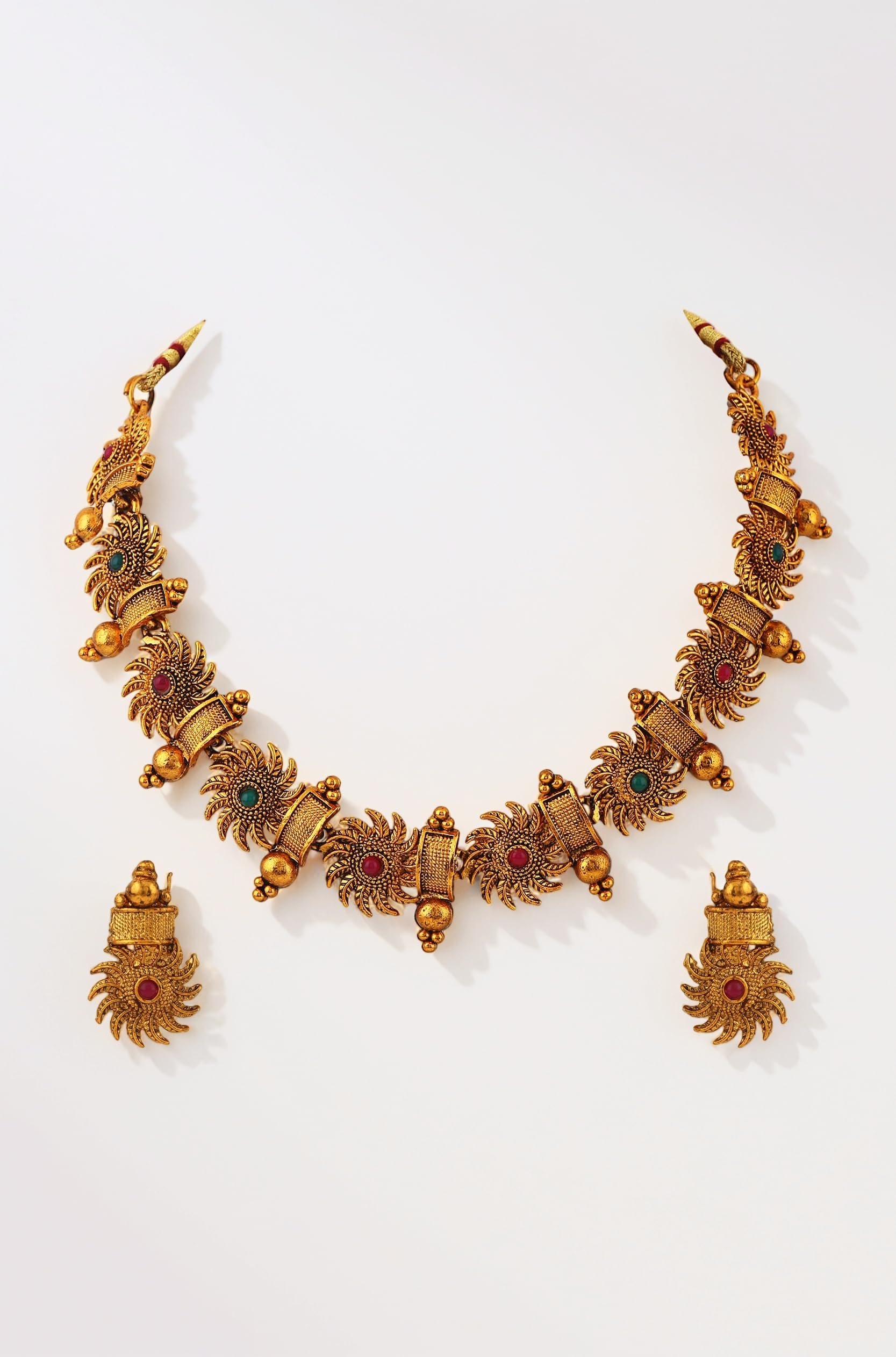 18k Gold Plated Latest Stylish Fancy Choker Traditional Necklace Jewellery Set for Women