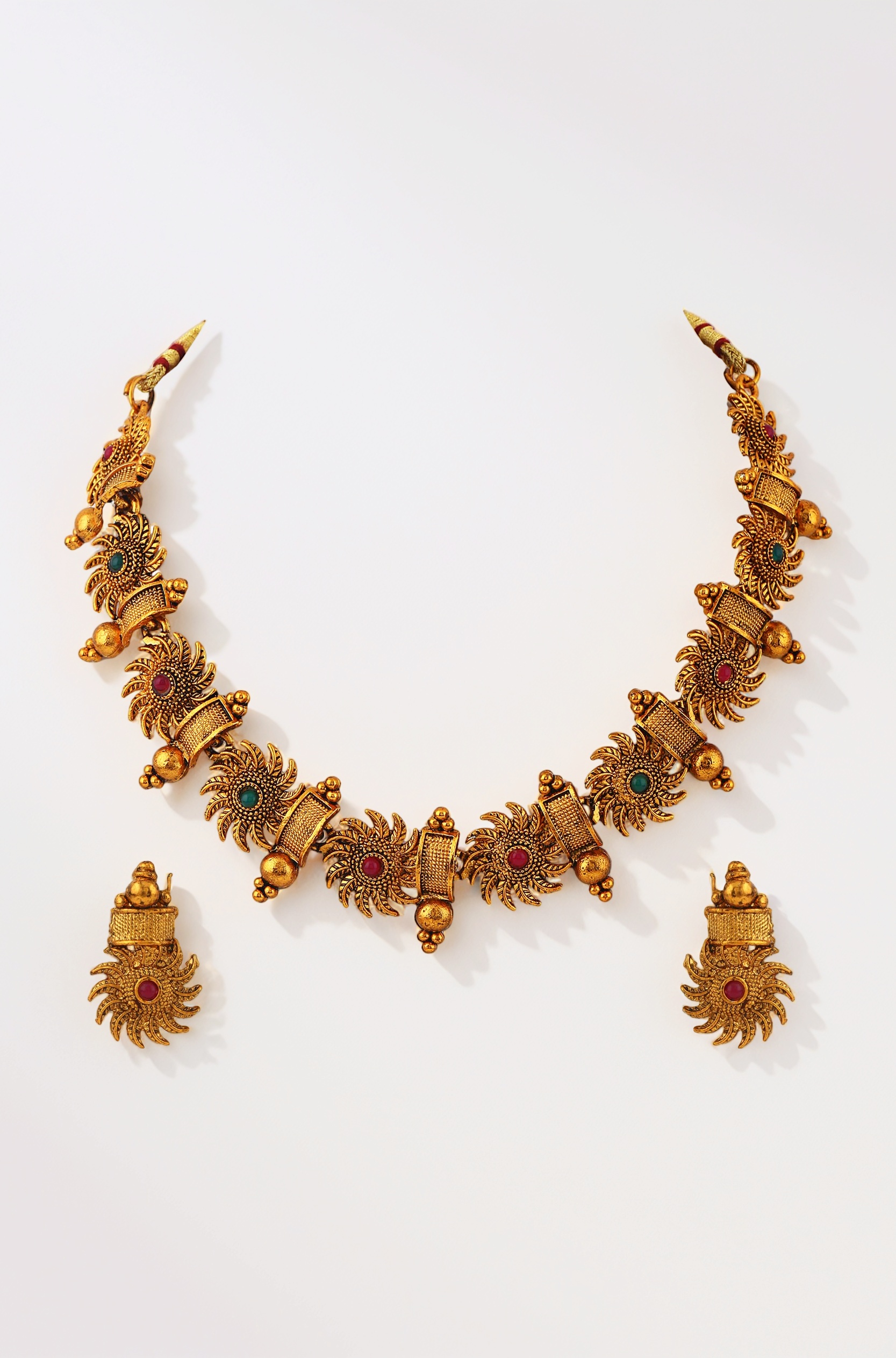 18k Gold Plated Latest Stylish Fancy Choker Traditional Necklace Jewellery Set for Women