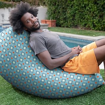 Yogibo Zoola Short Outdoor Bean Bag Chair Lounger for Adults, Comfy Beanbag Patio Pool Deck Lounge Furniture, Water-Resistant Washable Cover, Diamonds