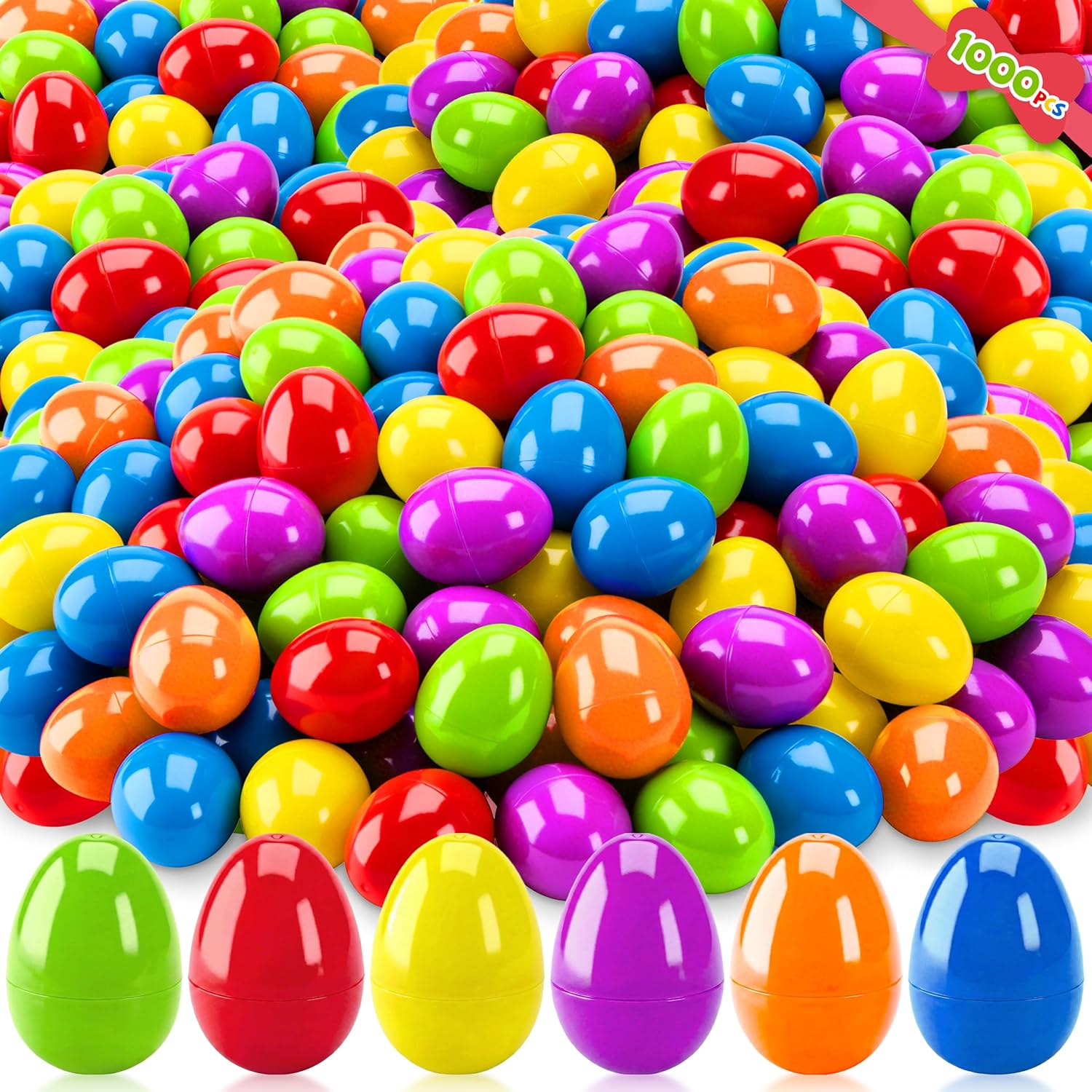 kortes 2000 pcs Plastic Easter Eggs, 6 Colors 2.3" Empty Fillable Eggs Bulk for Easter Basket Stuffers Easter Eggs Hunts Party Favors, Classroom Prize Supplies (2000)