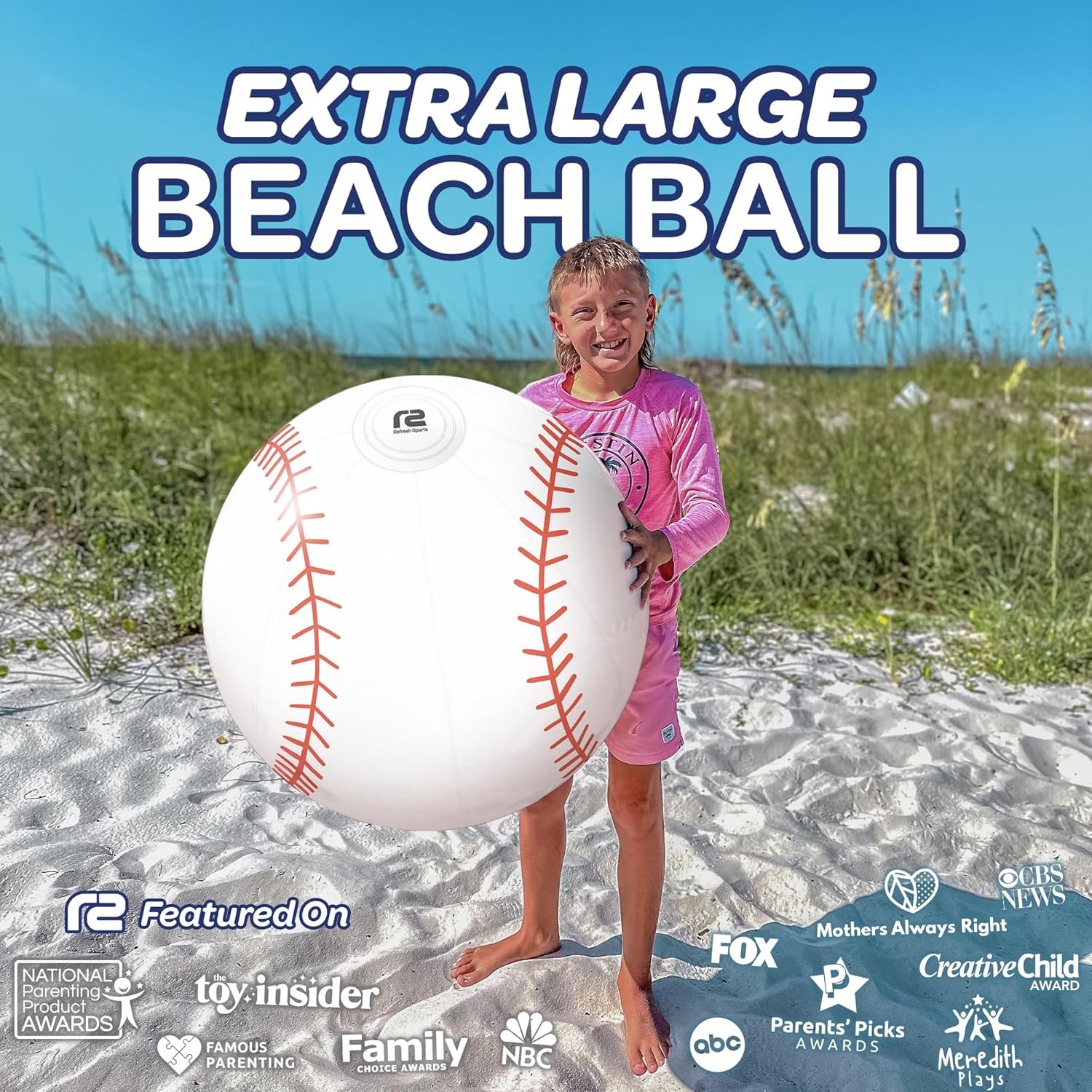 Large Beach Ball - New 8-Panel Design for Enhanced Durability and Ultra Round Shape - Best Big Beach Ball For Kids & Adults - 3X Thickness Material to Withstand Rough Play - Top Pool Party Hit of 2025