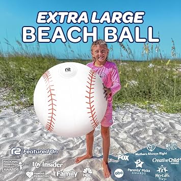 27-Inch Large Beach Ball - New 8-Panel Design for Durability and Ultra Round Shape - Best Big Beach Ball For Kids & Adults - 3X Thickness Material to Withstand Rough Play - Top Pool Party Hit of 2026