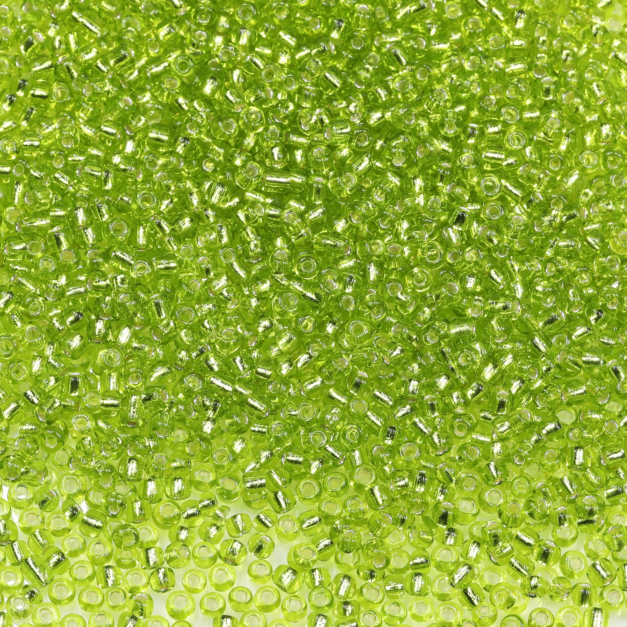 Bala&Fillic Size 8/0 Glass Seed Beads Light Green Color 3mm Transparent Silver Lined Seed Beads for Making Bracelet Necklace and Jewelry About 3600pcs/100g (Light Green) โ image 1