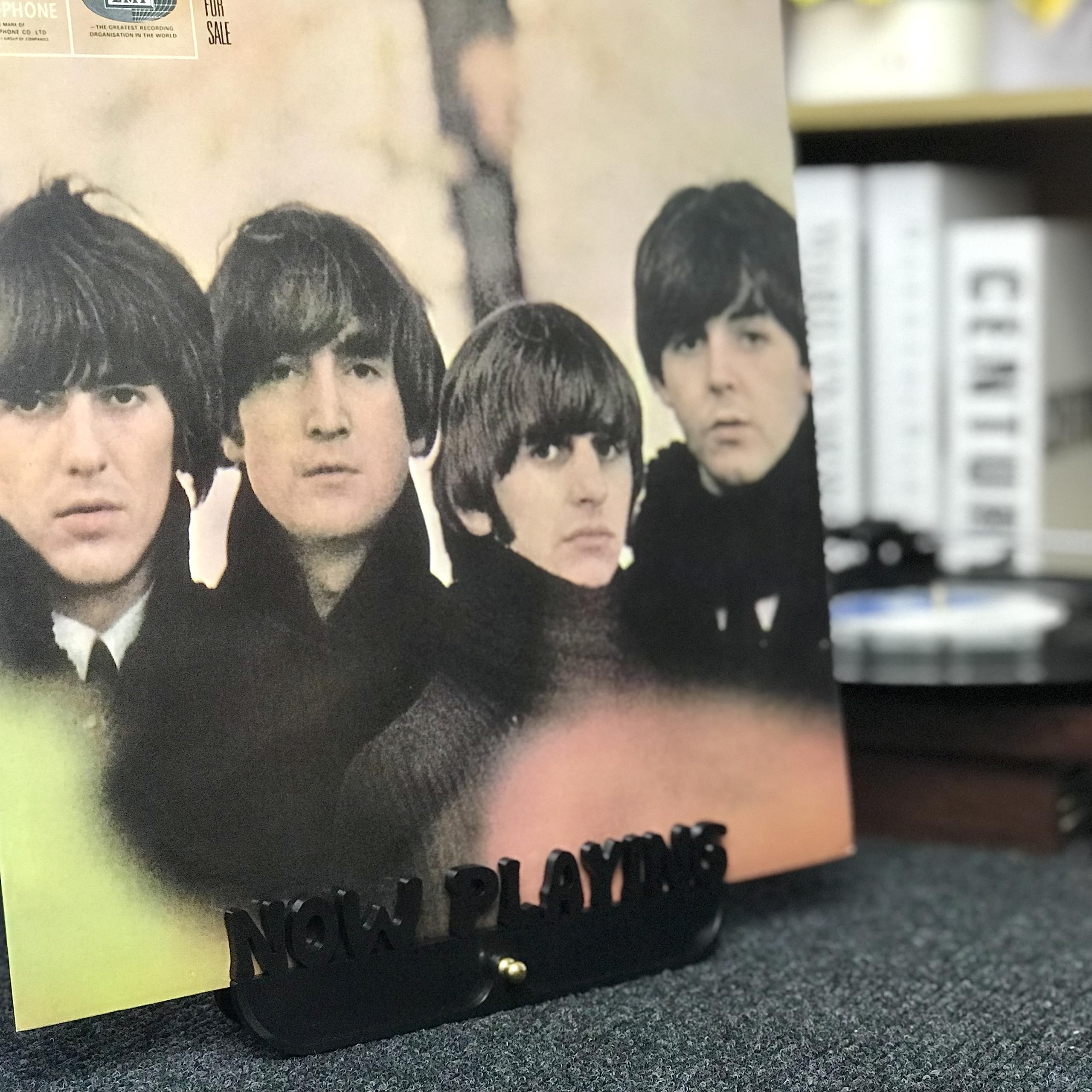 WPESI Now Playing Vinyl Tabletop Stand, Vinyl Record Wall Holder,Turntable Accessories Album Holder LP Storage Display Stand (Black)