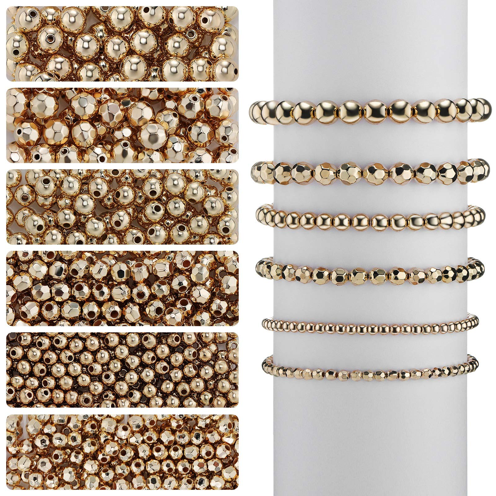 Photo 1 of 1200 Pieces Spacer Beads Loose Beads Set Includes 600 Pieces Round Ball Smooth Beads and 600 Pieces Faceted Spacer Beads for Stackable Bracelet Jewellery Craft Making DIY, 8 mm, 6 mm, 4 mm (Gold)
WILLBOND 6 Pieces African Headbands Knotted Elastic Hairban