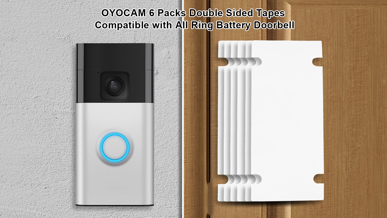 6-Pack Double Sided Mounting Tape For Ring Doorbells - No Drill Installation