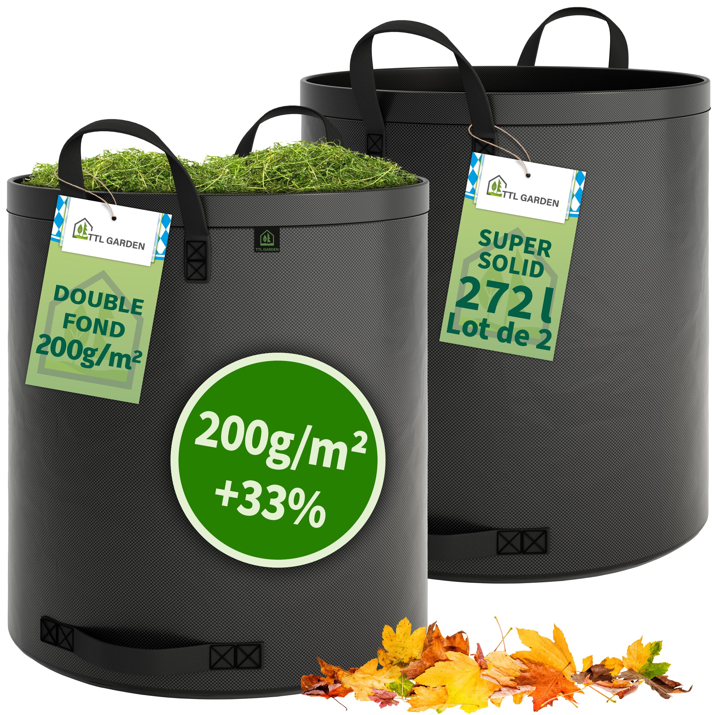 Sac de jardin indéchirable avec double fond renforcé 272l