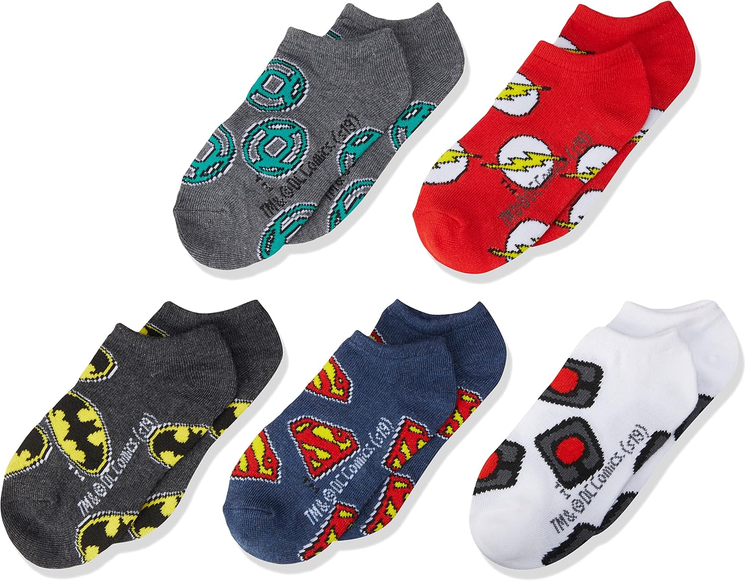 JUSTICE LEAGUE Boys' Superhero 5 Pack No Show Socks