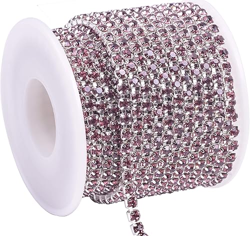 Miniatura 25 de KAOYOO - Cadena de diamantes de imitación de 9 metros (10 yardas) con cierre de 2.5 mm para manualidades de costura, decoración DIY (plata)