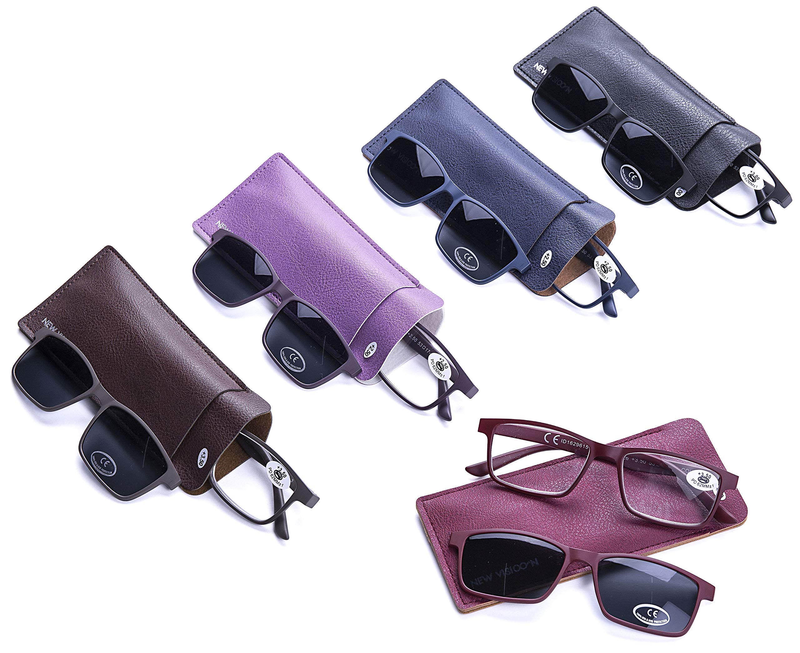 NEWVISION®,Lunettes de lecture pour lunettes de soleil avec verres foncés clipsables – Protection 100 % UVA et UVB, verres polarisés pour lunettes de lecture ou de vue pour homme et femme. NV8126