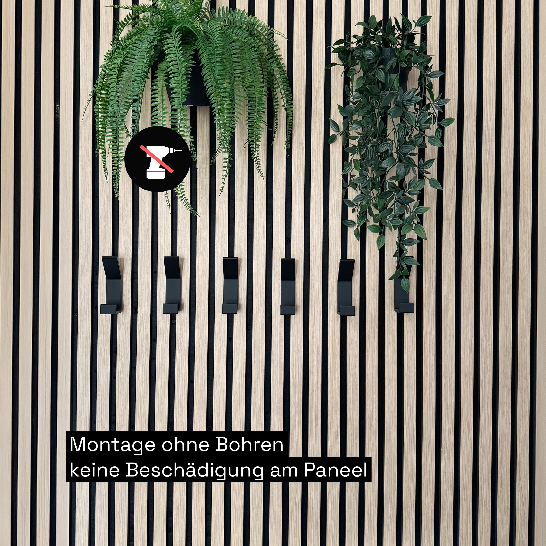 Generisch Garderobenhaken für Akustikpaneele ohne bohren [WIDE] - Mit Click System - schnelle Montage - jederzeit umpositionierbar - DIY - Garderobe - Akustikpaneel Zubehör (6)