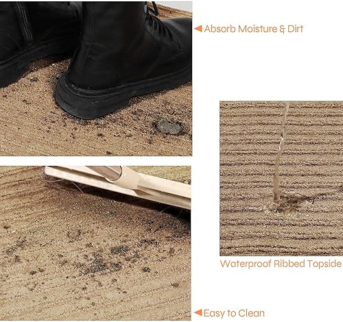 Miniatura 4 de Nuanchu A Roll - Tapete grande semiacabado a rayas, impermeable, con forro de goma, para interiores y exteriores, para clima húmedo, rascador de