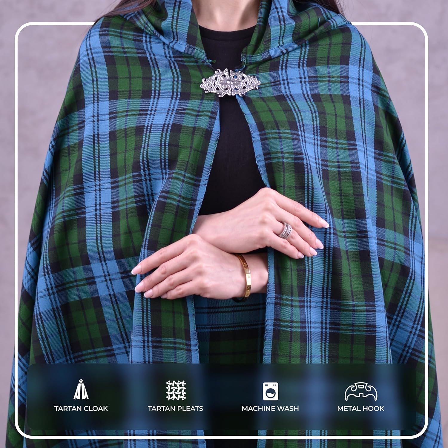 Highland Redstone Cloak Tartan P.V for women - Scottish Tartan Cloak for Stylish Comfort and Warmth
