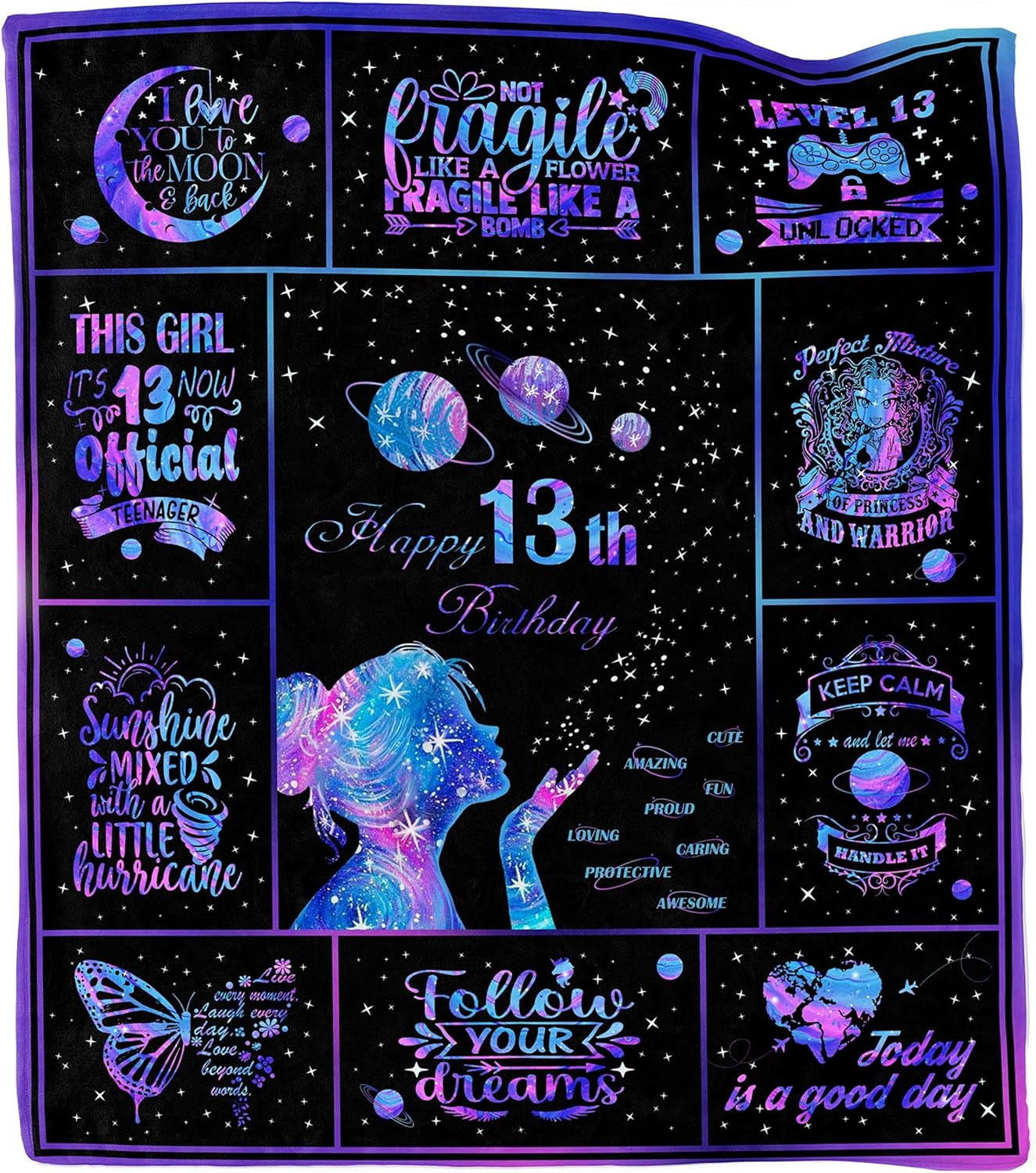 13th Birthday Gifts for Girls, 13 Year Old Girl Gifts Blanket, Gifts for 13 Year Old Girl, 13th Birthday Decorations for Girls Throw Blanket 50"X60"