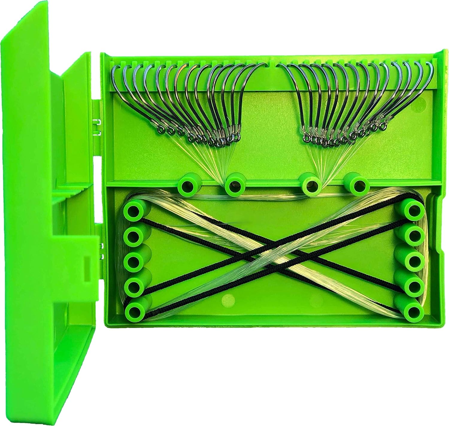 Organizador y caja para líderes de pesca preanudados