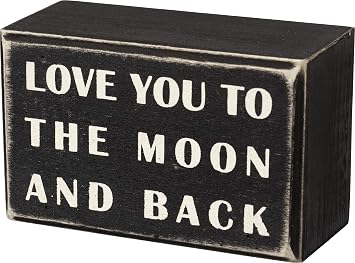 Primitives by Kathy 16339 Classic Box Sign, 4" x 2.5", to The Moon and Back