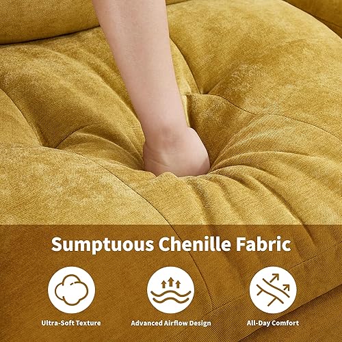 Miniatura 7 de Sofá biplaza de 84 pulgadas, sofás modernos para sala de estar, sofá nube de doble capa con asiento profundo, sofás de felpilla súper cómodos, marco