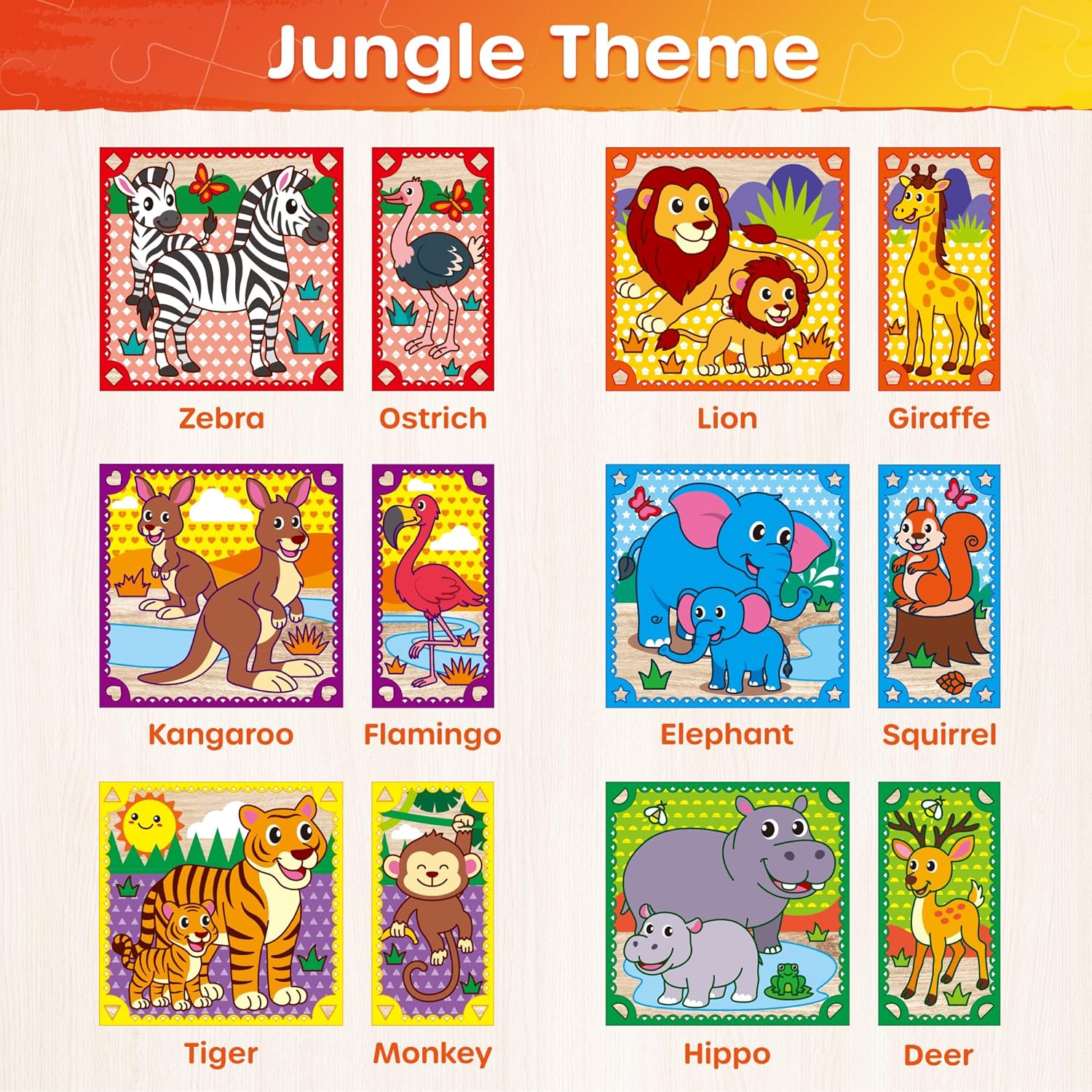 SYNARRY Wooden Puzzles for Toddlers 1-3, Farm Jungle Ocean Animals Puzzles for Toddlers 2-4, Wooden Cube Puzzle with Storage Tray, Large Block Montessori Toys for 1 2 3 Year Old, Easter Gifts for Kids