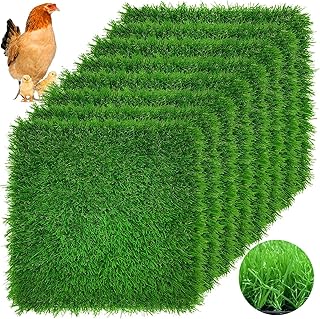 8 Pack 12"x12"x1.2" Chicken Nesting Pads for Laying Eggs, Washable Artificial Grass Carpet Synthetic Turf Mat Nest Box Bedding for Chicken Coop