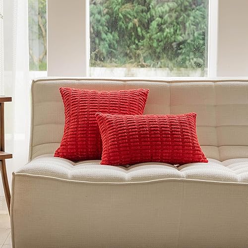 Miniatura 4 de Home Brilliant Juego de 2 fundas de almohada rojas de 18 x 18 pulgadas, fundas decorativas de San Valentín, fundas de almohada decorativas de pana