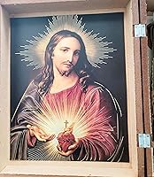 Vista 2 de Vela para Primera Comunion de Nino con Caja de Madera del Sagrado Corazon de Jesus con 12 Servilletas