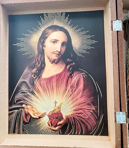 Miniatura 2 de Vela para Primera Comunion de Nino con Caja de Madera del Sagrado Corazon de Jesus con 12 Servilletas