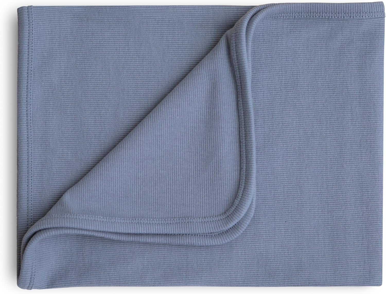 mushie Extra Soft Baby Blanket | Cotton and Elastane Ribbed Receiving Blanket, Swaddle, Stroller | 35x35 Inch (Tradewinds)