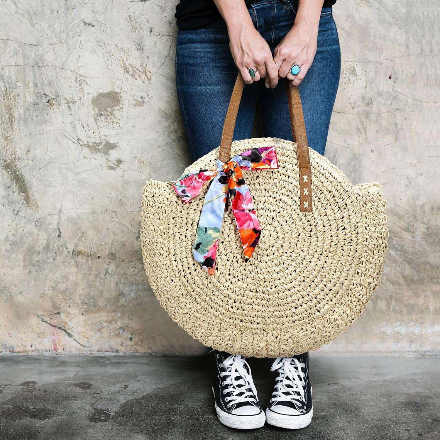 Straw Bag Round Summer Large Woven Beach Bag Purse Ireland Ubuy