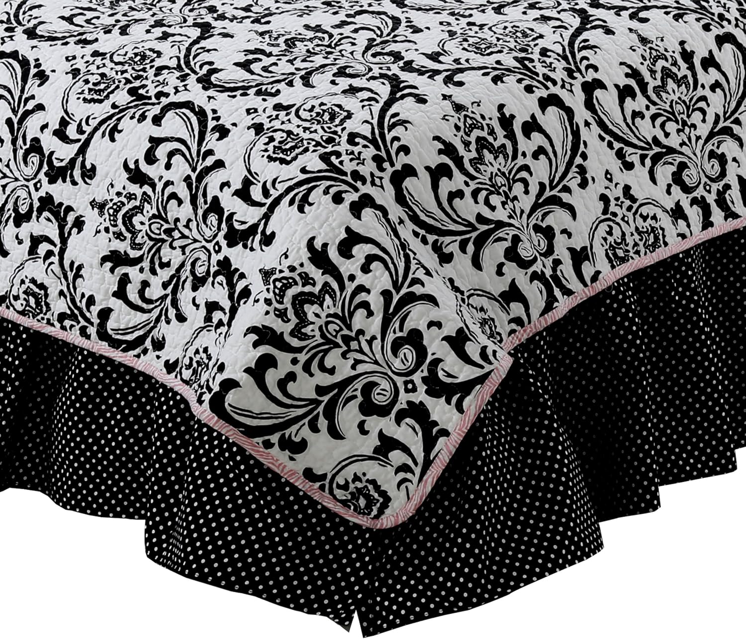 black and white bed skirt