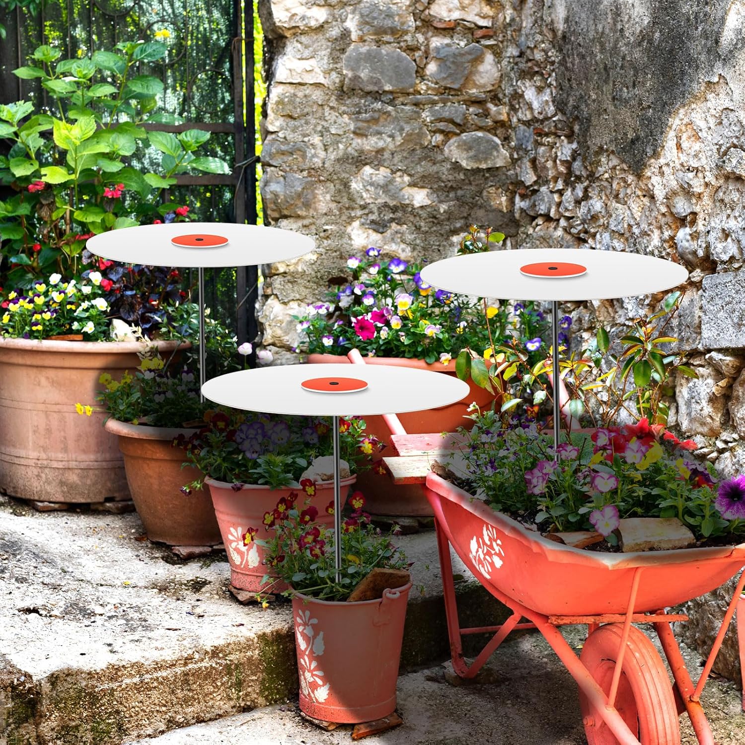 3 Pack Plants Shade Cover for Outdoor Plants 65% Sun Shade Cloth Outdoor with 24 Inch Stainless Steel Rod Garden Shade Disk Umbrella Sun Shade for Outdoor Plants