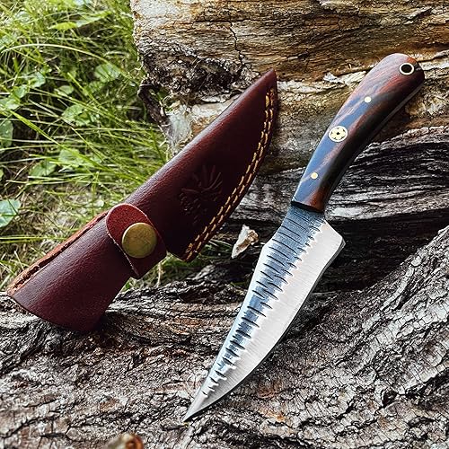 Miniatura 6 de Titan International Knives Hoja de piel y caza con mango de madera de nogal incluye funda de cuero perfecta para acampar y actividades al aire libre