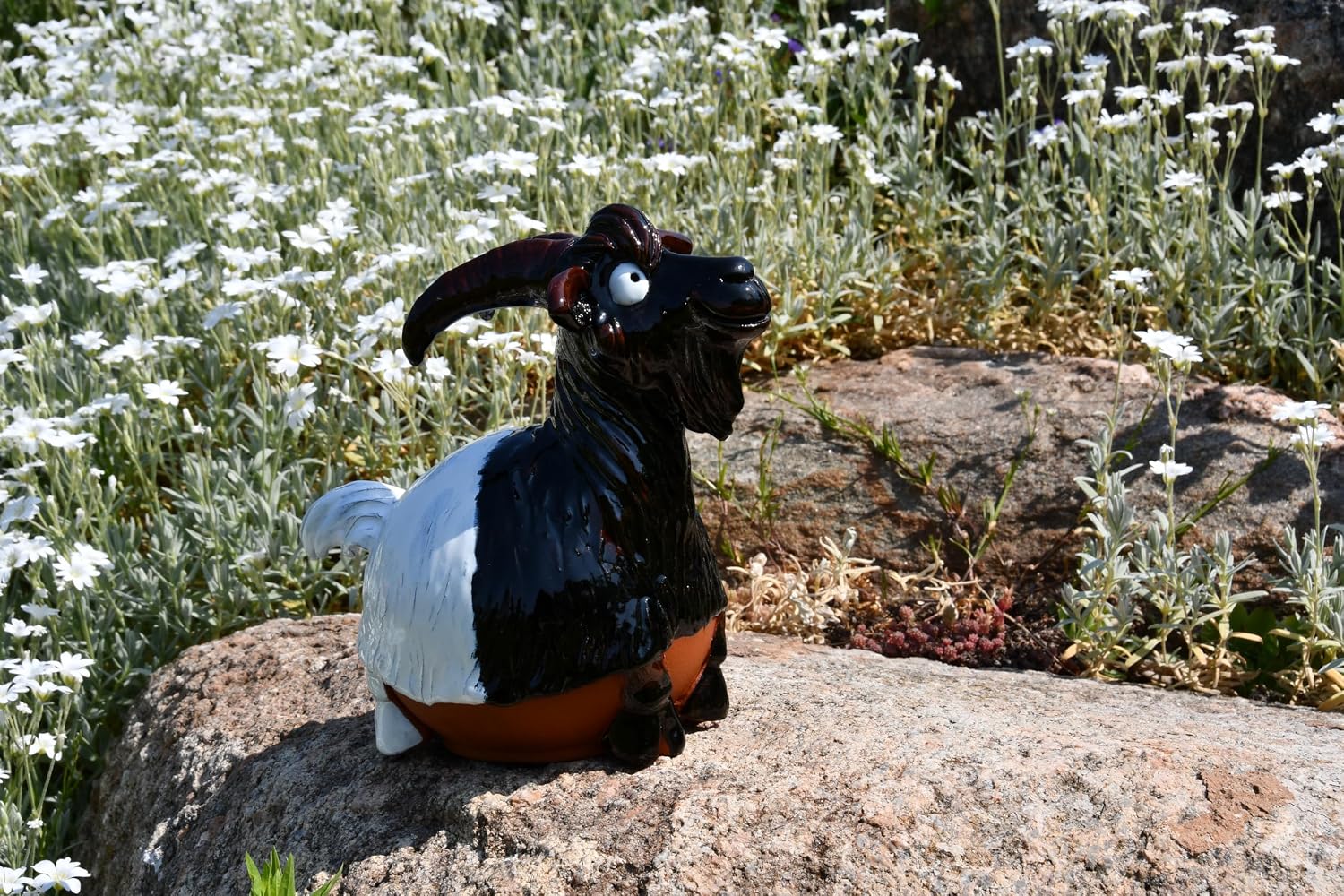 Ceramic Garden Decor - Mountain Goat Lawn Stake - Outdoor Statue - Perfect, Unique Gifts for Gardeners Woman, Men, Yard Gifts - Handmade, Frostproof