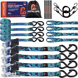 A ANTELOPE 4 Set Spanngurte mit Ratsche und Haken, Ratschengurt, EN 12195-2
